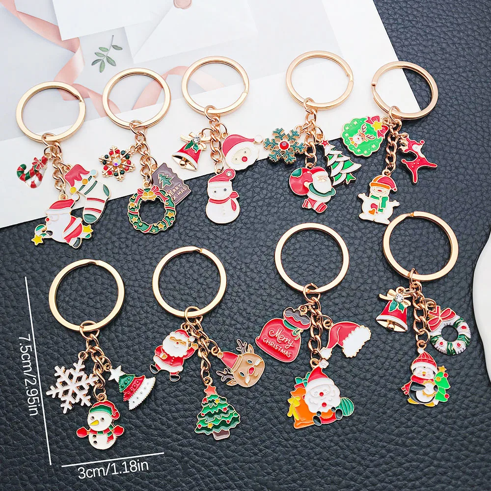 Car Christmas New Cute Keychain Gift Santa Claus Candy Christmas Tree Gift Keychain Jewelry Pendant