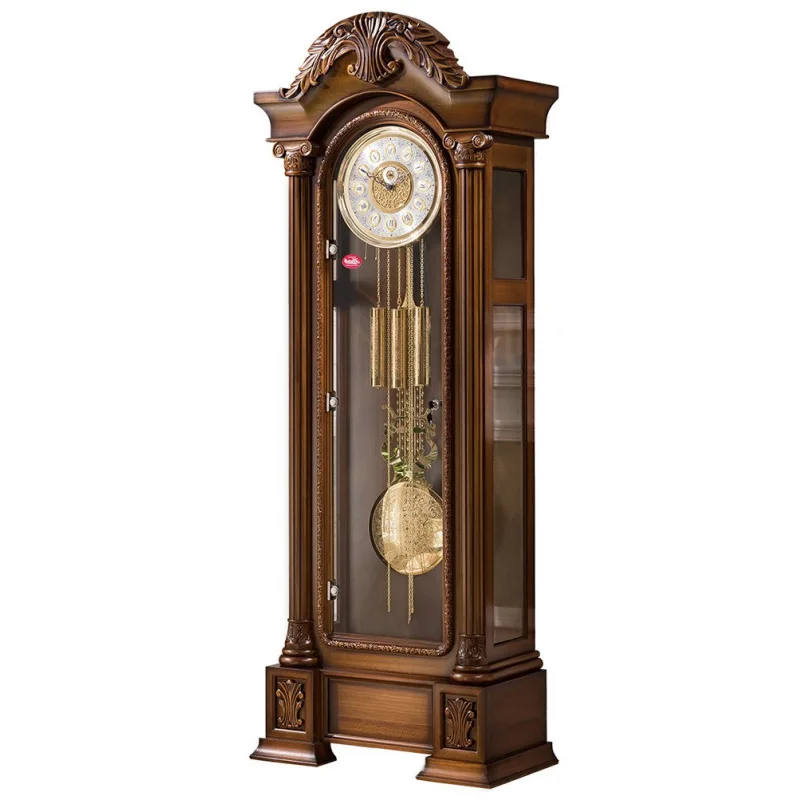 

American retro living room floor-to-ceiling timekeeping mechanical movement solid wood luxury Nordic clock