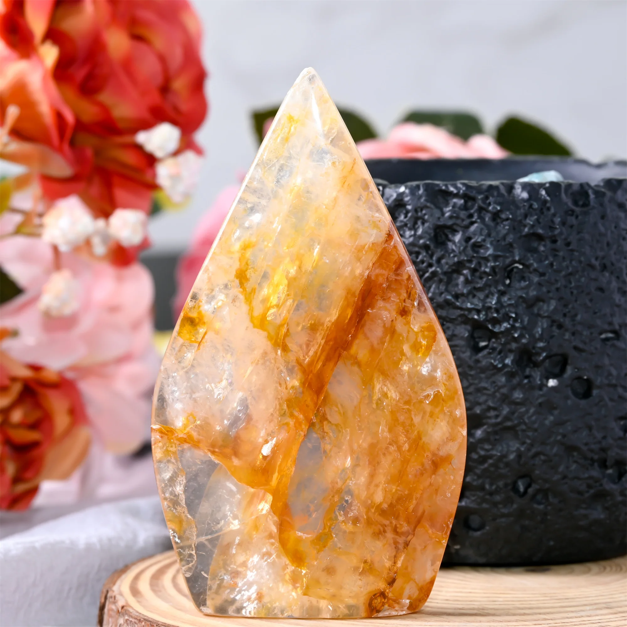 

1pc Golden Healer Quartz Freeform Crystal Standing Stone, Teardrop Shape, Home Decor, Crystal Collection, Holiday Gifts