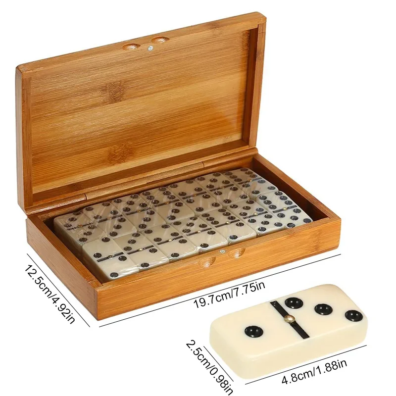 Double Six Dominoes Set Entertainment Recreational Travel Game Toy Black Dots Dominoes