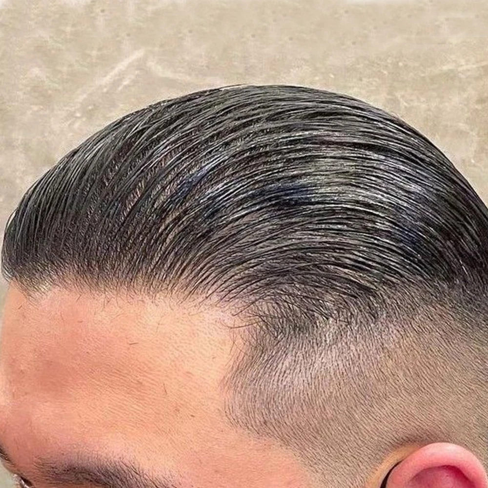

Undetectable 80%Density Super Natural Hairline Brown Black Grey Man's Wig 100%Human Hair Ultra Thin 0.02mm Micro Skin Men Toupee