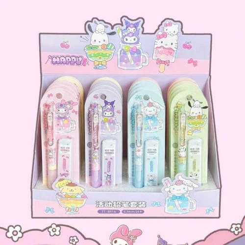 Juego de lápices mecánicos Kuromi Pochacco KT de 0,5mm, recambio de papelería, no es fácil de romper, lápiz automático, regalos al por mayor, 6/24 Uds.