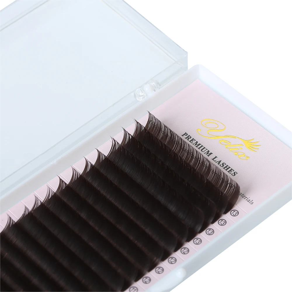 Yelix Dunkelbraun 16 Reihen Klassische Volumen Einzelwimpernverlängerungen B C CC D Curl 0,07/0,10/0,12mm 7-15mm Gemischte Längen Wimpern – Detail 5