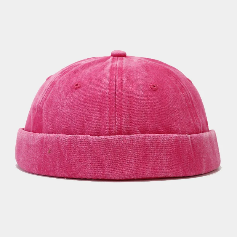 Einfarbig Gewaschen Docker Beanie Brimless Cap Mode Hip Hop Männer Schädeldecke Einfarbig Manschette Docker Fischer Mützen Straße Hüte – Detail 10