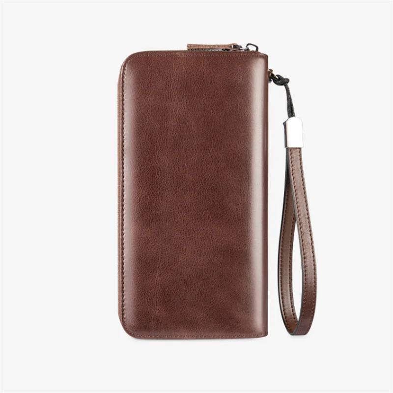 Business Men Credit Card Holder Wallet Genuine Leather Clutch Bag RFID Blocking Bank Card Holder Large Capacity Mens Wallet