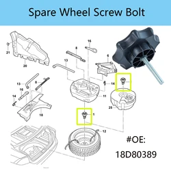 For VW Golf MK4 Bora Classic Polo Jetta Beetle Black Rear Bolt Adapter Spare Tire Wheel Mounting Screw Tire Bolt Nut 18D803899