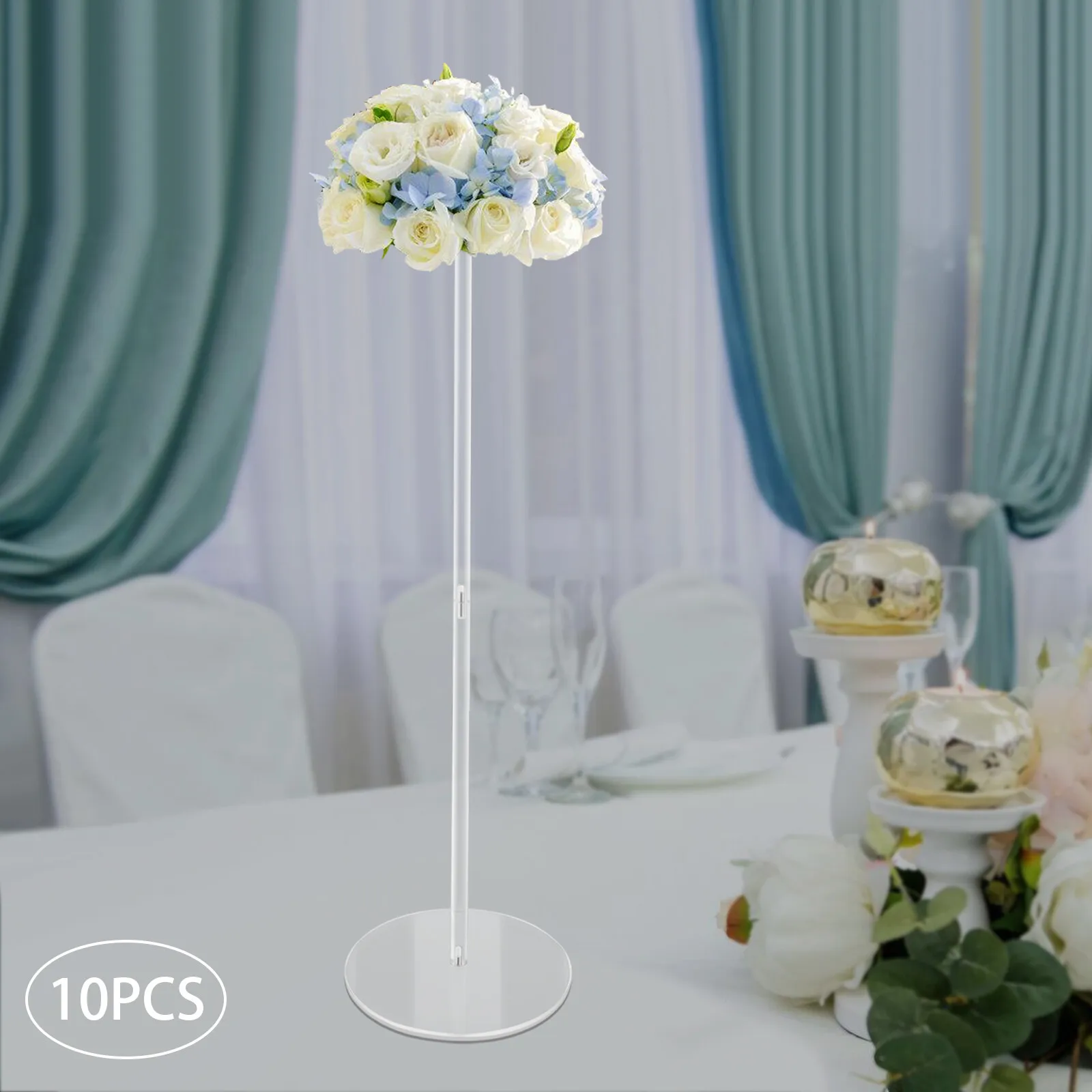 

10PCS Flower Acrylic Stand Wedding Event Clear Centerpiece Tall Vase Backdrop Decoration 23*23*80cm