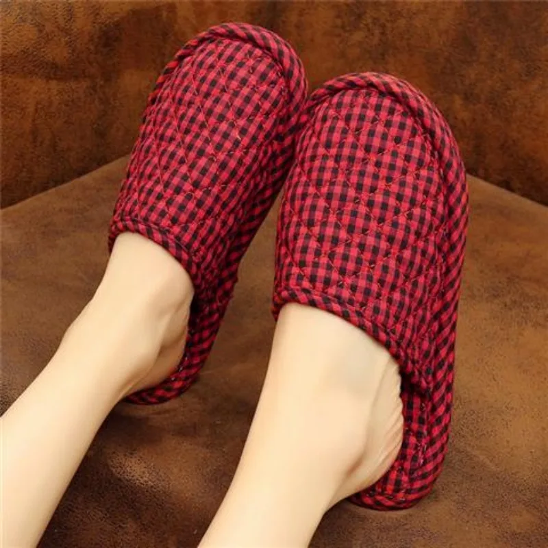 Korean Version of Couples\' Autumn and Winter Home Cotton Slippers, Indoor Wooden Flooring, Silent Soft Soles Shoes