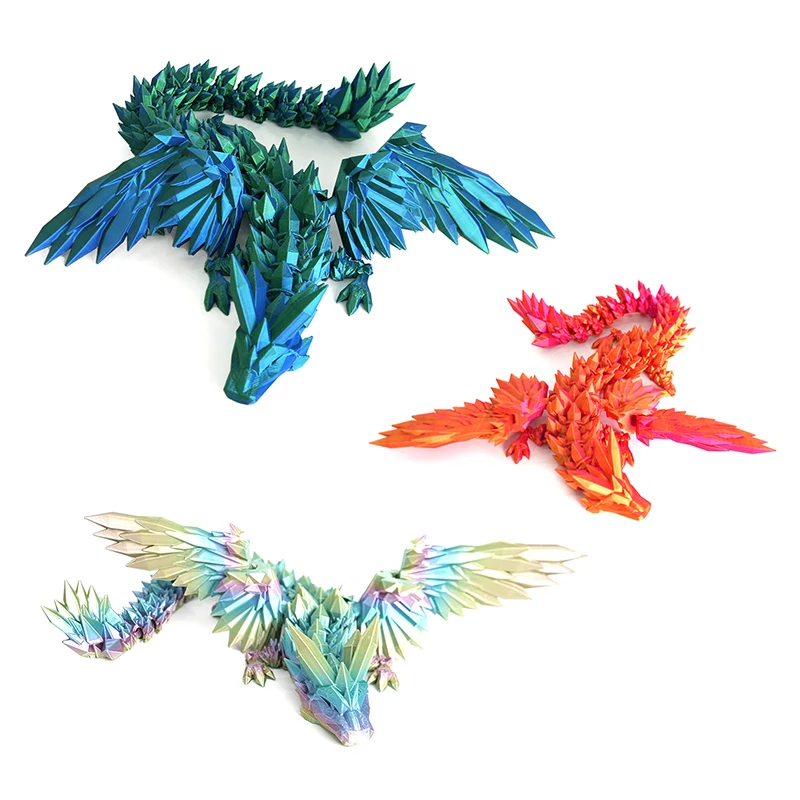 

3D Printed Flying Dragon Articulated Dragon Western Style Joint Movable Dragon Model Home Desktop Craft Ornament