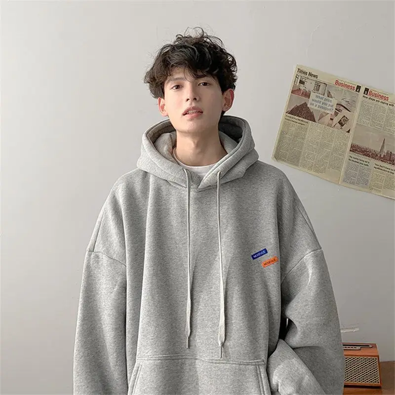 Gaoke heavyweight cityboy sweatshirt men spring and autumn style stiff plus velvet thickened American jacket oversize hooded y2k