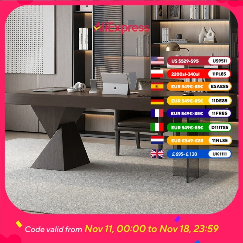 

Wooden Luxury Manager Executive Desk Modern Designer Asthetic Large Standing Computer Desks Gaming Laptop Escritorios Furniture