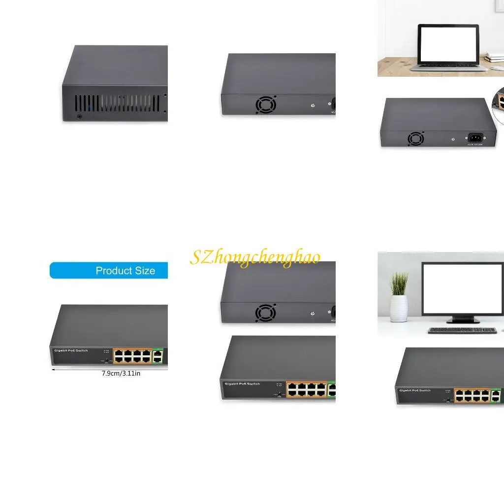 

Poe Switches 10 Port Gigabit Ethernet PoE Switching Box 1000M +2Ethernet Uplink 601D