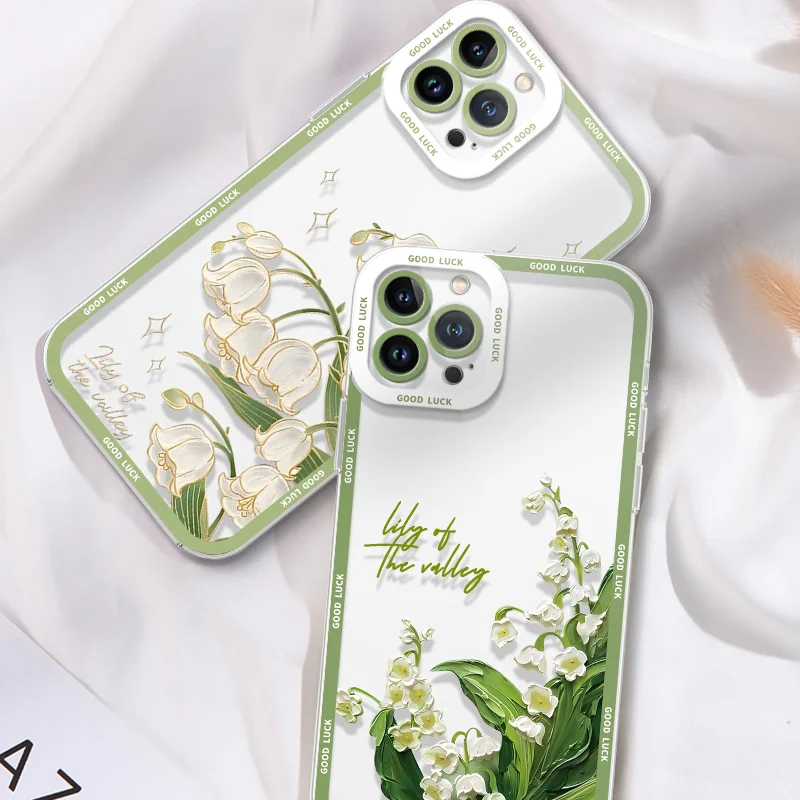 Lily Of The Valley Silicone Case for iPhone 16 E 15 14 11 Pro Max 13 12 Mini XS Max XS X 8 7 Plus Shockproof Washable Soft Cover view 5
