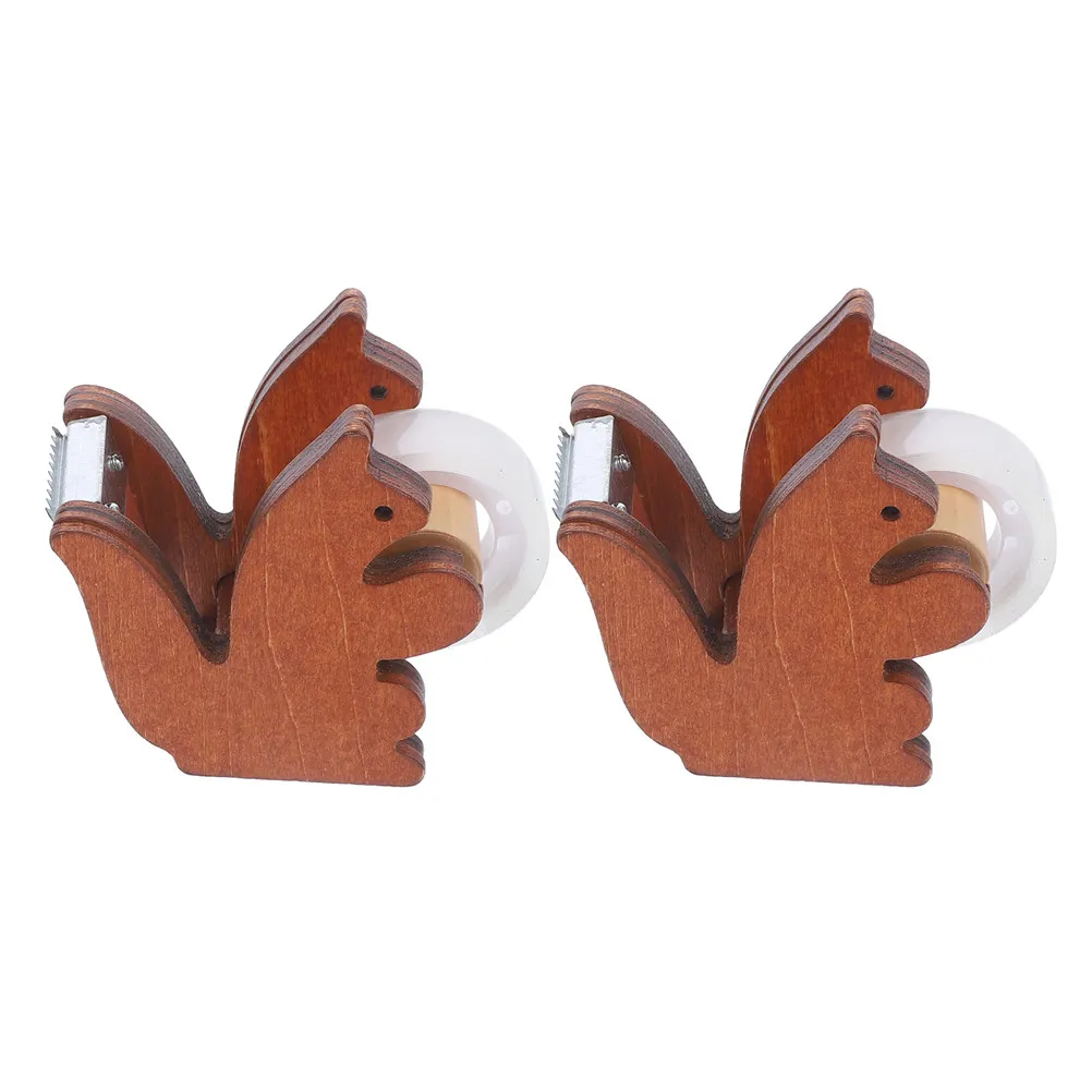 

2 шт. милых держателя для скотча в форме мультяшной белки, компактный размер для организации рабочего стола, легко переносить, для хранения скотча васи