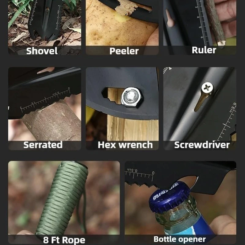 مجرفة المشي لمسافات طويلة على الظهر، مجرفة مهندس متعددة الوظائف، مجرفة التخييم، للأماكن الخارجية، الحفر، البستنة، البقاء على قيد الحياة.