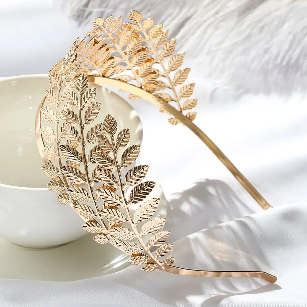 European Greek Goddess Headband Metal Gold Leaves Branch Crown Hair Bands Wedding Tiara Hair Accessories Wedding Bride Hairband