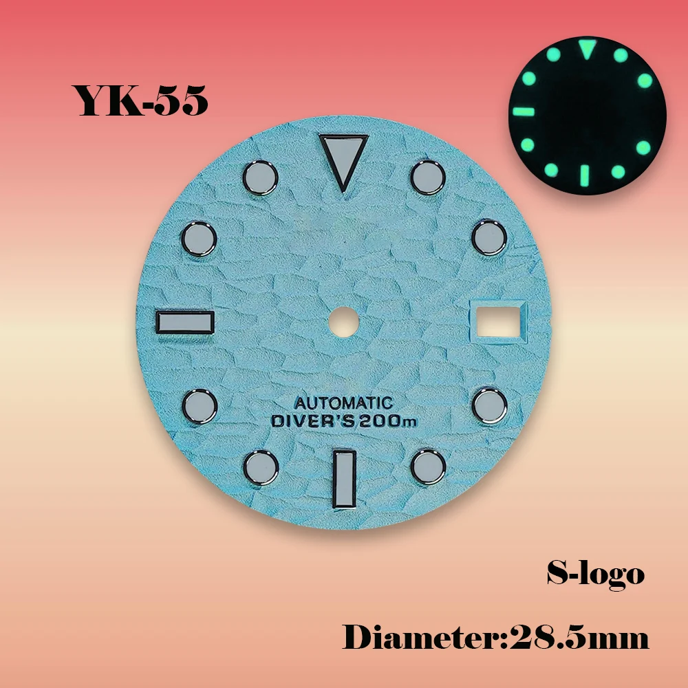 28.5mm 3D Blue Dives Wave Dial S Logo NH35 Dial Fit NH35/NH36 Movement Green Luminous Watch Modification Accessories Repair tool