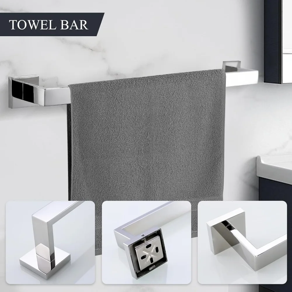 5-Piece Bathroom Hardware Set Polished Towel Bar Sets Include 23.4 Inch Towel Bar Hand Towel Bar Tissue Holder