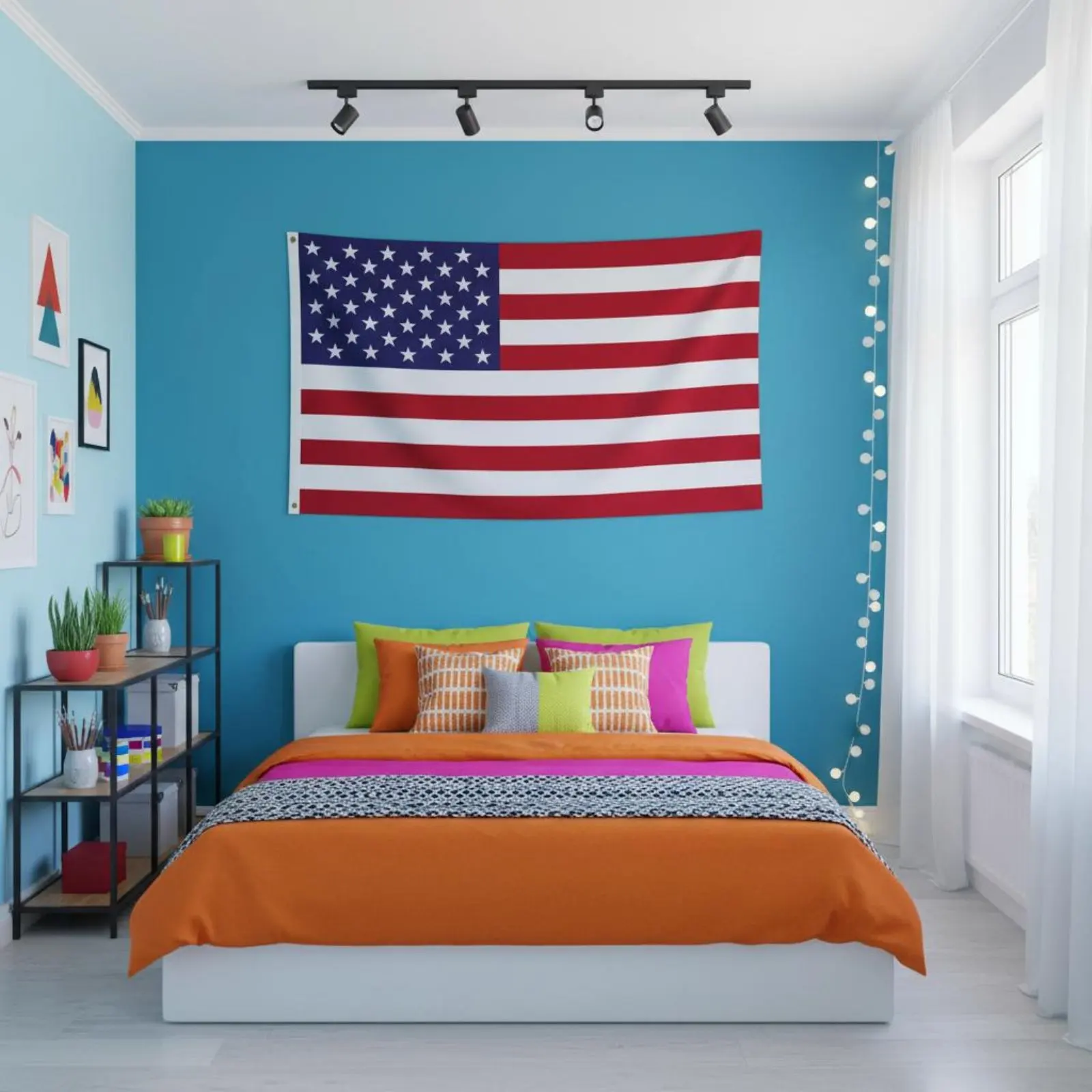 

USA Flag Cape Lightweight Drawstring Flag Cape Patriotic Merchandise Bright Print Multipurpose Use for Nationalists, Processions