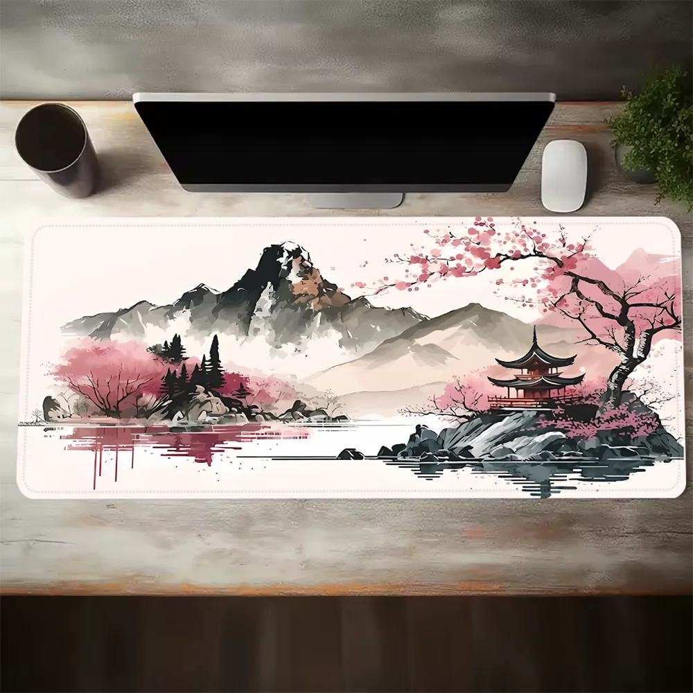 

Premium Oriental Landscape Mouse Pad: Large Non - Slip Desk Mat, High - Definition Ink Art, Stylish PC Decoration for Gamers & D