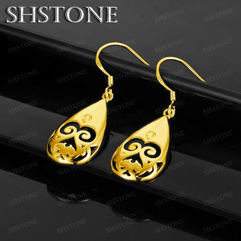 

High Quality 18k Gold Water Droplets Drop Earring Accessories Women Men Engagement Wedding Party Fashion Classic Charm Jewelry