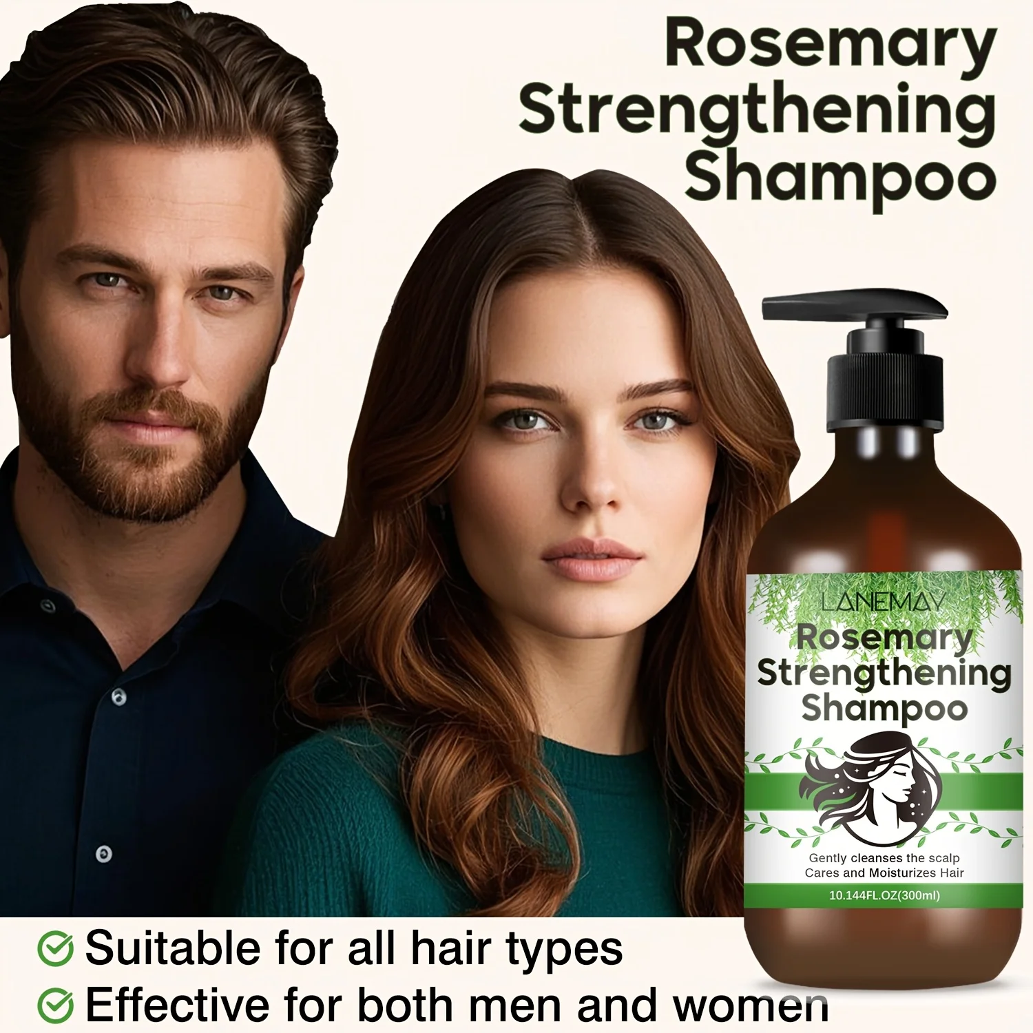 Rosemary Strengthening Shampoo - Cleanses and Strengthen the Hair-Improves Hair Texture-Prevents Breakage & Split Ends