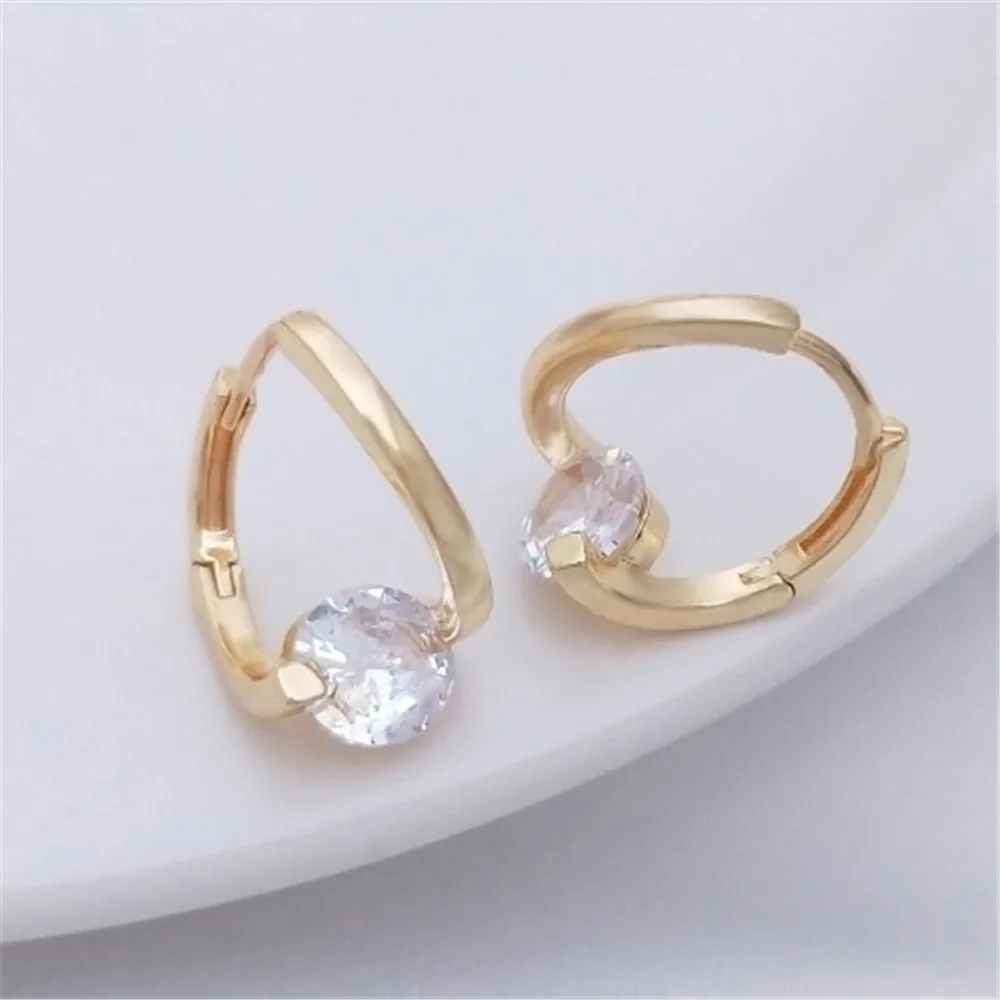 French Large Zircon Earrings 14K Gold-plated Ins Wind Simple and Luxurious Fashion Earrings Online Celebrity Temperament Earring