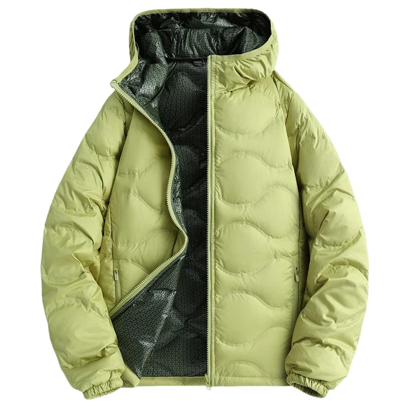 Winter Men White Duck Down Jacket Coat Men Windproof Warm Loose Hooded Jackets Male Multi Pockets Ultralight Windbreaker Jackets
