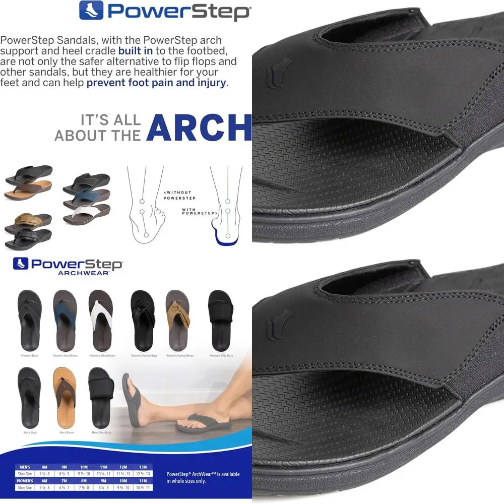 

Arch Support Orthotic Flip Flops for Men - Shock Absorbing, Lightweight, Non-Slip Tread Sandals