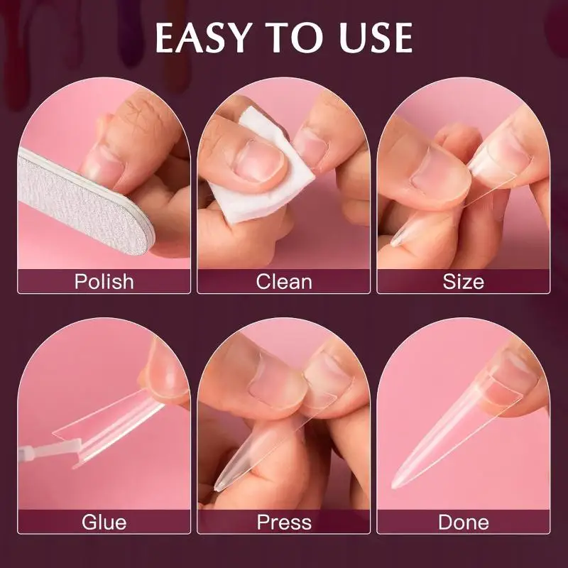 600個入り スティレット型 つけ爪 アクリルネイル フレンチ ハーフカバー ジェルチップ フェイクチップ マニキュア用品 DIY エクステンションツール