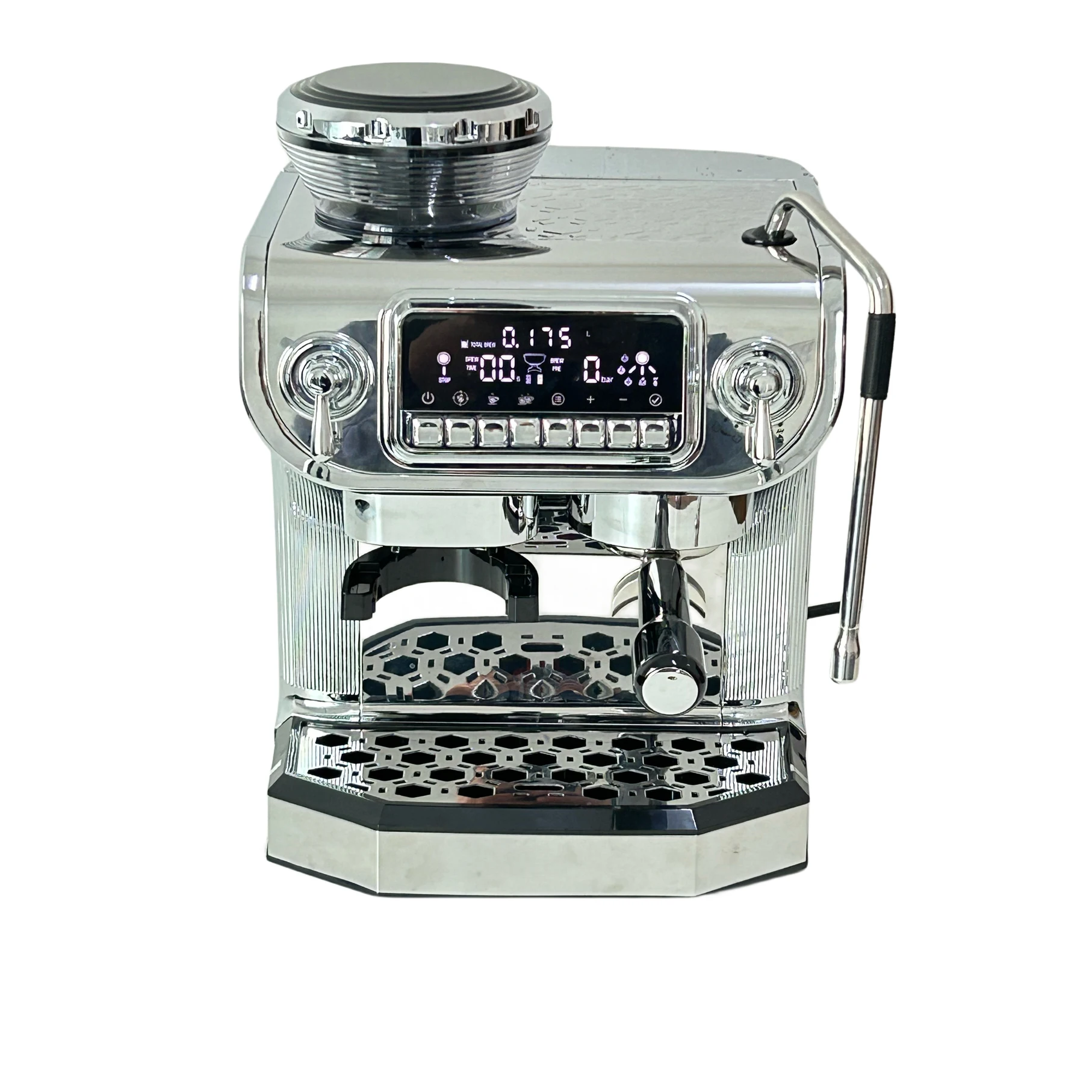 For Restaurant Electric Commercial Automatic Cappuccino Espresso Coffee Maker With 3 Hole Steamer and Grinder