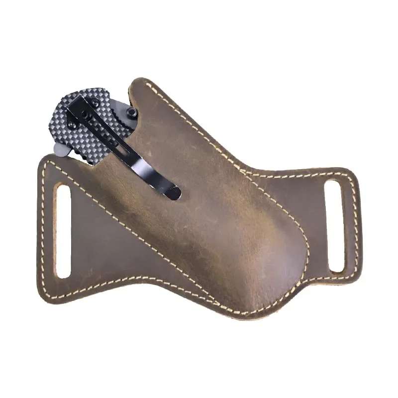 Folding Flick Knife Sheath For Outdoor Camping Vintage Waist Belt Case Holder PU Leather Pocket Knife Protect Cover