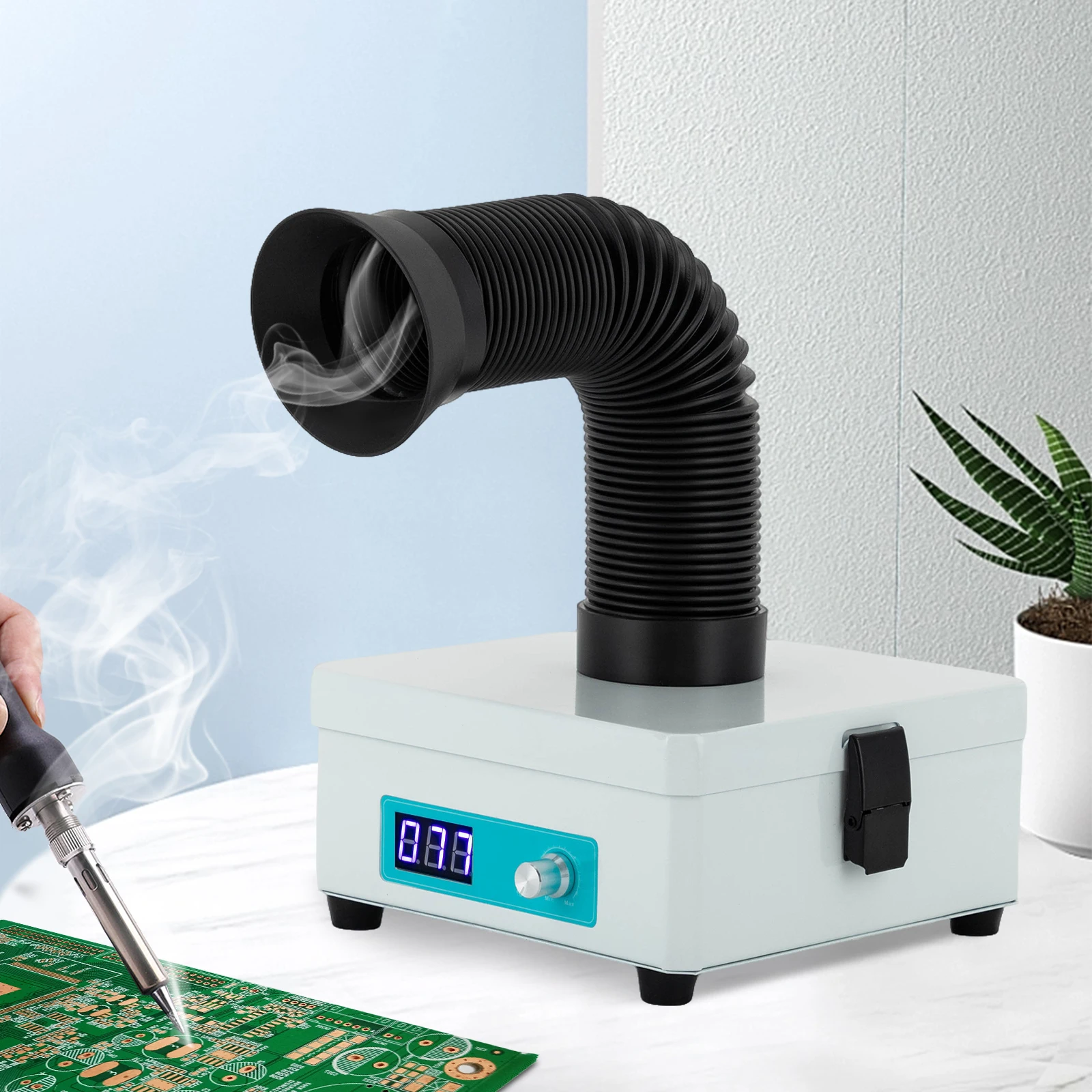 Fume Extractor, 3-Layer HEPA Filter Soldering Smoke Absorber with 15W Brushless Motor, Adjustable Speed, Low Noise for DIY Repair