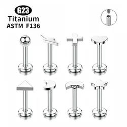 10pcs ASTM F136 Titanium Heart Moon Lightning Internally Threaded Labret Pierced Jewelry Helix Tragus Earrings stud Jewelry