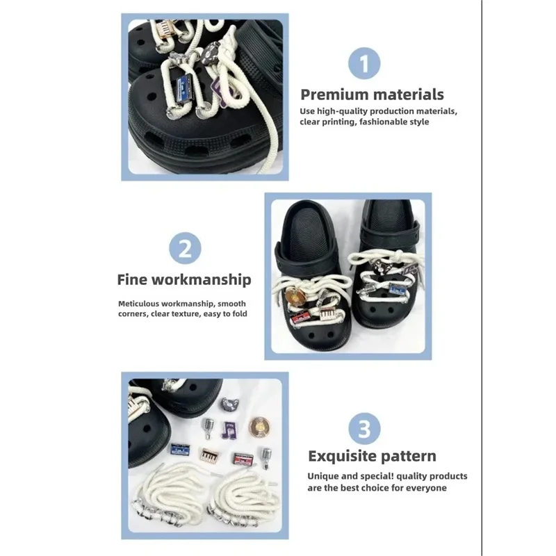 1 Set/10 Stück Musikalische Schnürsenkel, lustige Cartoon-Instrumenten-Schuhanhänger, abnehmbares Zubehör für Sandalen und Slip-On-Schuhe – Detail 1
