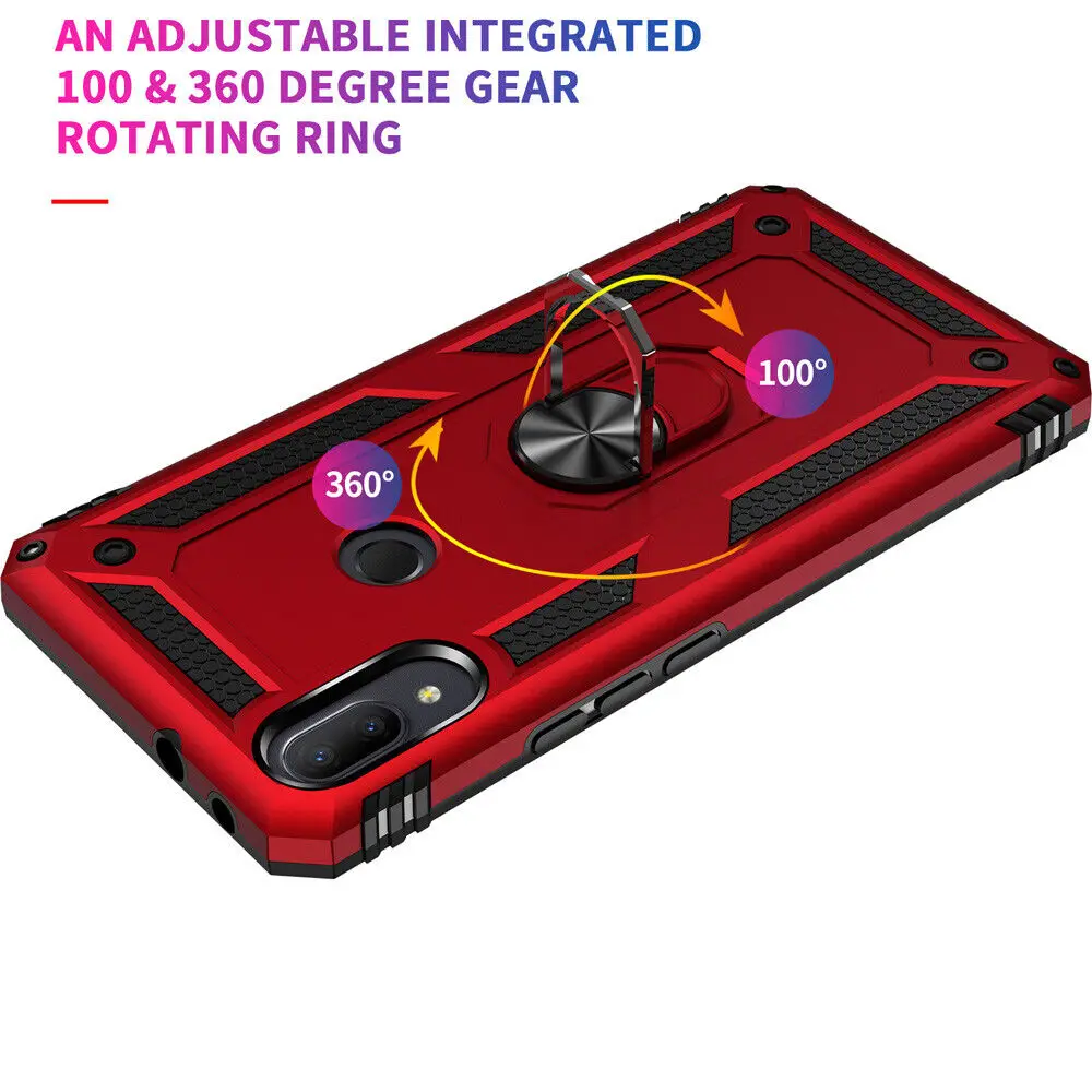 Mobile Phone Case with Magnetic Ring Stand Holder For Alcatel 3V 2019 5032W Shockproof Armor KickStand Case Cover+Tempered Glass