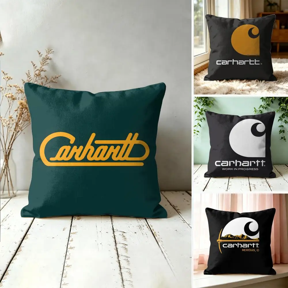 Fashion C-Carhartts-S Logo Cushion Cover Square Decorative Throw Pillow 40x40cm For Sofa Bedroom Living Room Home Decor
