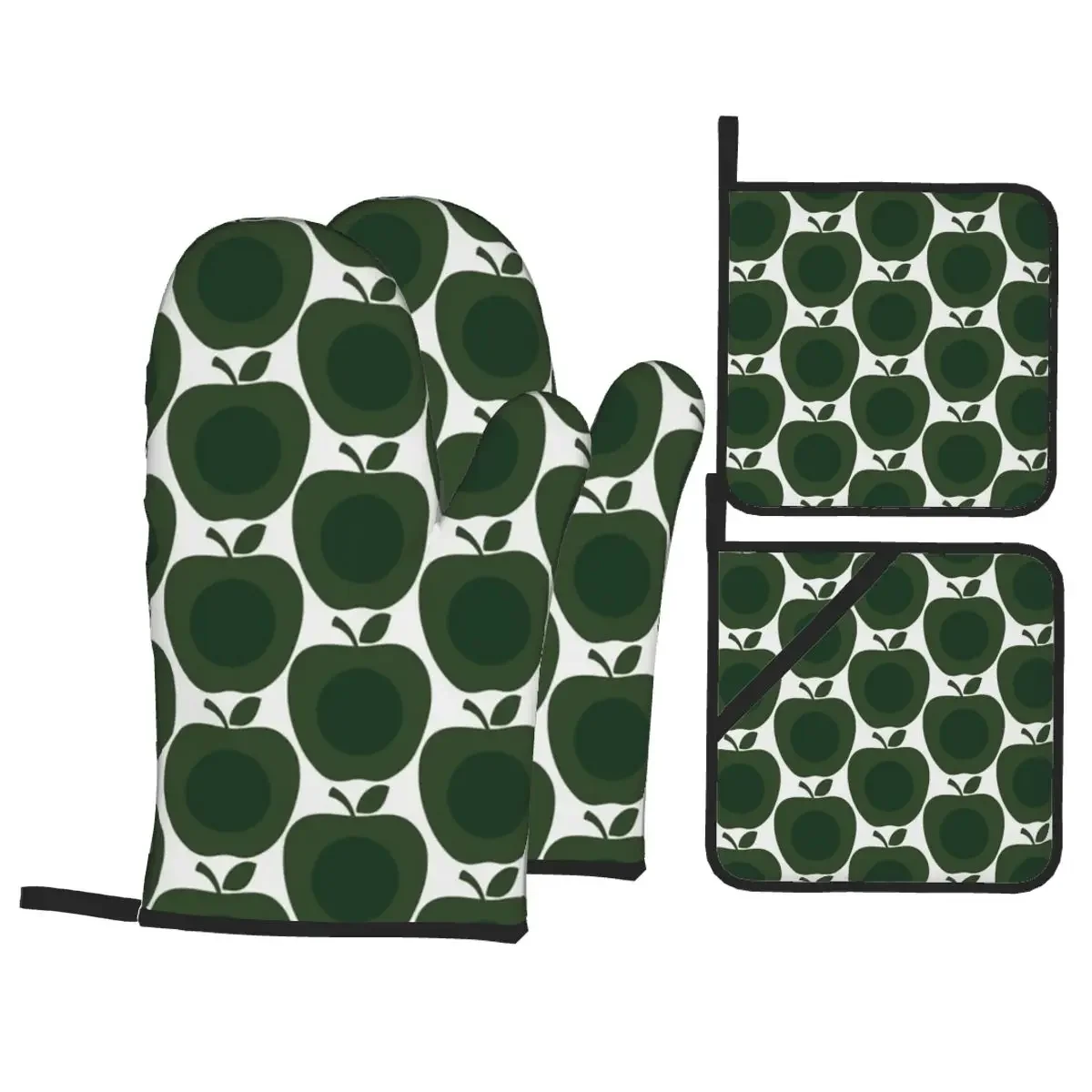 

Apples Pattern Oven Mitts and Pot Holders Sets of 4 High Heat Resistant Baking Gloves for Kitchen BBQ