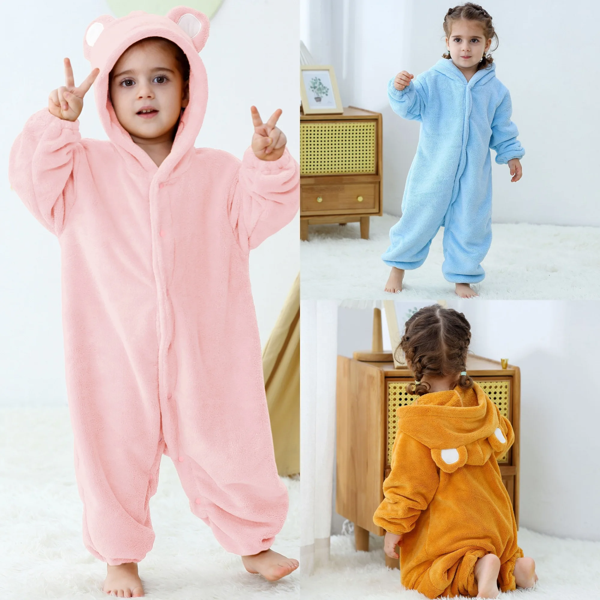 

Cartoon Flannel Baby Rompers Capybara Rabbit Dinosaur Pajamas Baby Boys Girls Animal Costume Newborn Jumpsuit Kigurumi Outfits