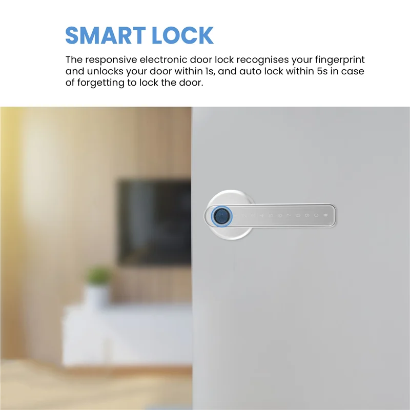

M01K Smart Door Lock Keyless Entry Door Lock Keypad Door Lock With Handle, Fingerprint Door Lock With Tuya APP Wifi Control