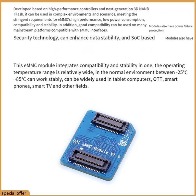 Modulo EMMC A68Z Modulo EMMC da 32 GB Modulo PCB per scheda ad alte prestazioni Orange PI 5 da 32 GB con velocità di lettura e scrittura veloci Sviluppo
