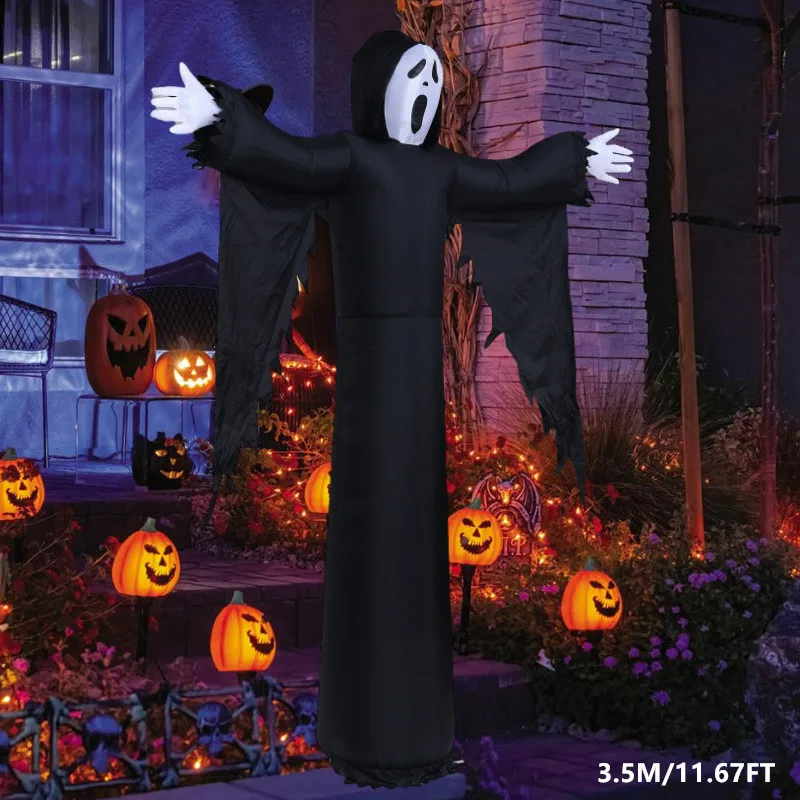 

3.6M Halloween Inflatable LED Lights Black Ghost Effect Model, Funny Halloween Decoration,inflatable Ghosts for Outdoor Gardens