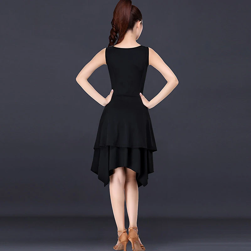 Latin Dance Dress Slip Skirt Sleeveless New Slim-fit Art Test Dance Training Dress Female Adult Dancing Clothes black Sexy Skirt