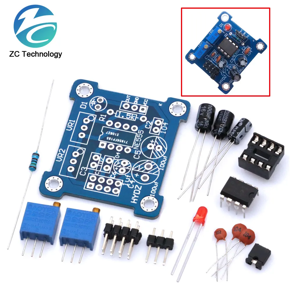 NE555 Pulse Generator Starter Duty Cycle and Frequency Adjustable Module DIY Kit Oscillator Square Wave Signal Generator