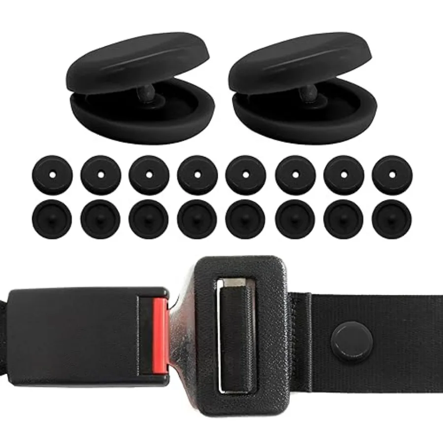 

10 Sets Seat Belt Button Stop Plastic Seat Belt Stop Clips Universal Snap-On System Seatbelt Buckle Stopper Button Kit Prevent