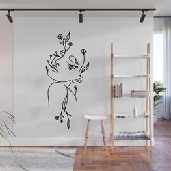 Beauty Spa Salon Center Wall Sticker Decal Women Face Flower Vinyl Shop Decor Mural