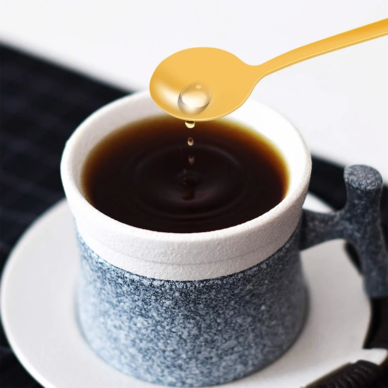 Round Shape Coffee Spoon Stainless Steel Mini Teaspoons Sugar Dessert Spoon Ice Cream Soup Spoon Kitchen Accessories(Gold)