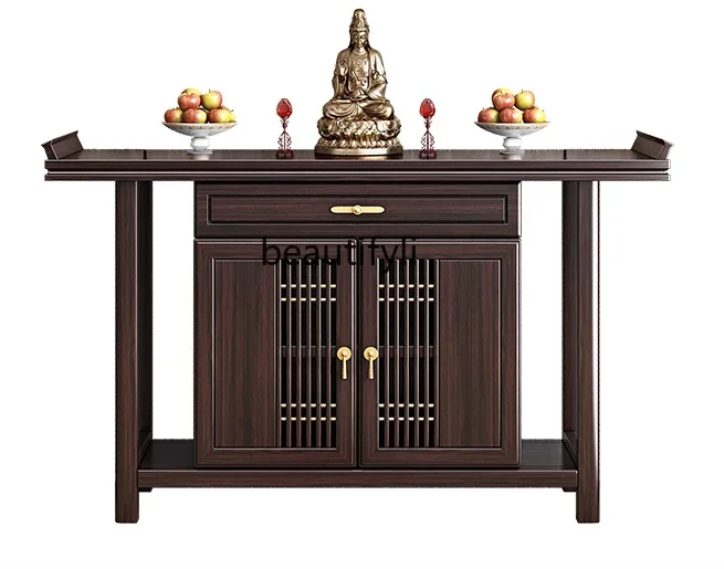 

New Chinese Solid Wood Console Buddha Shrine Purple Gold Ebony Altar Altar Household Altar Desk furniture