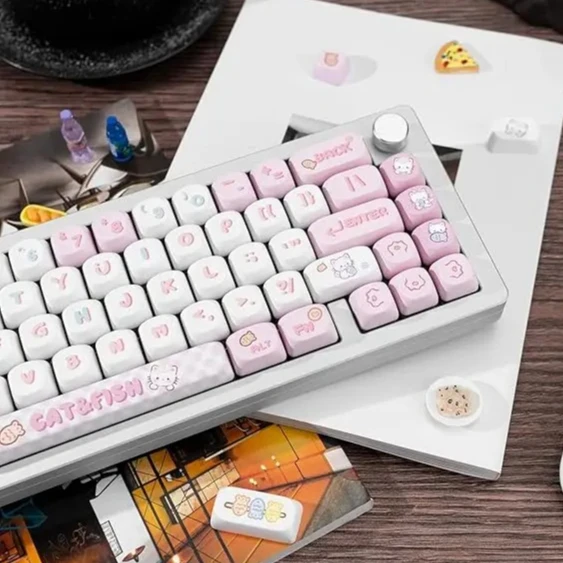 

Розовый набор контурных колпачков MOA для милых девушек, материал PBT, 137 клавиш, подходит для механической клавиатуры Cherry MX Switch