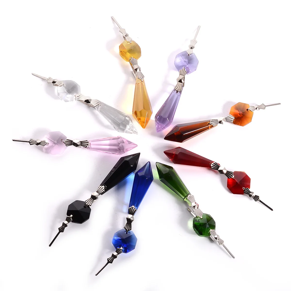 20pcs Crystal Icicle Pendant Chandelier Prisms Drops Lamp Candle Holders Curtain DIY Parts